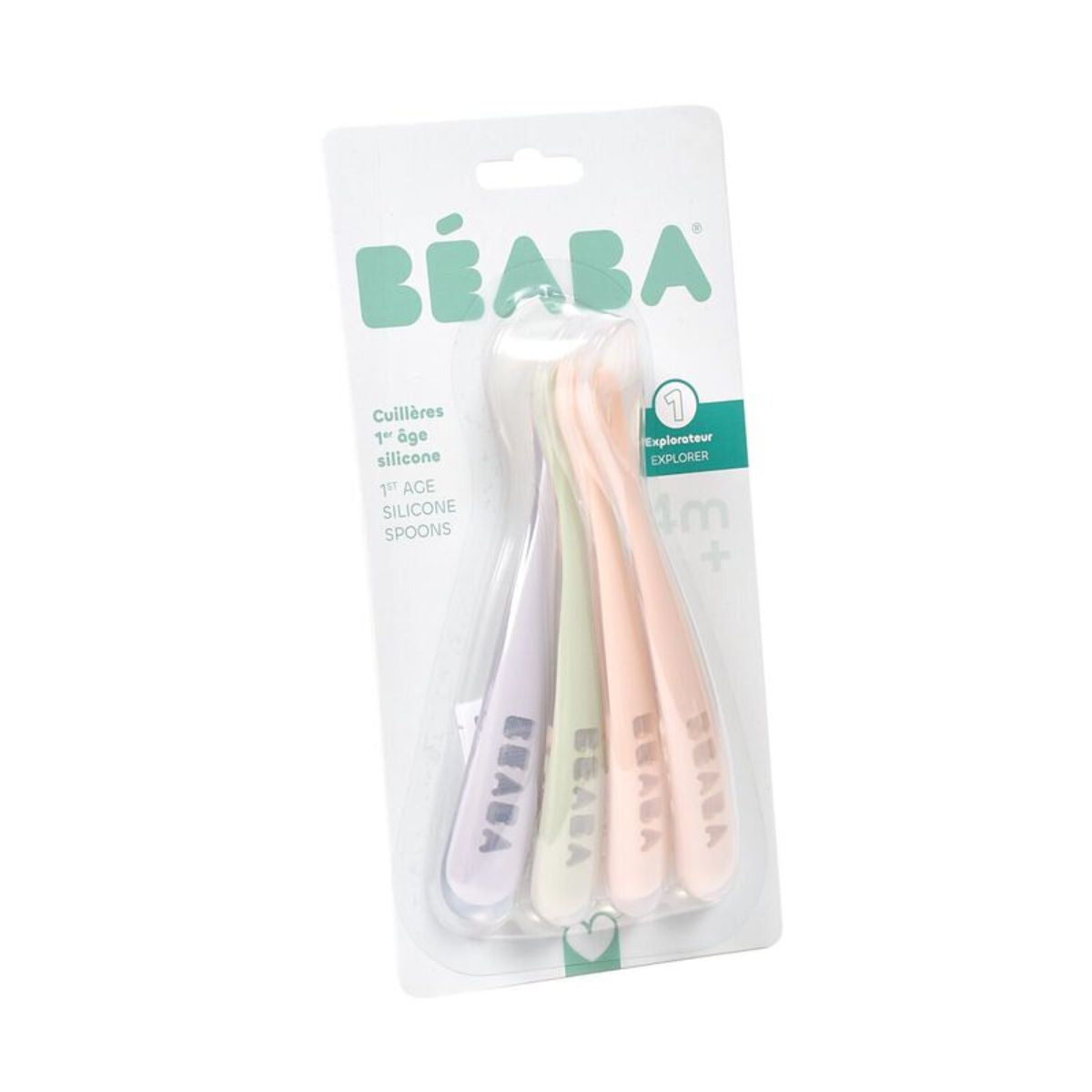 Kit de Colheres Infantil em Silicone Beaba 4 peças Cotcandy - Ultra Soft and Gentle on Gums