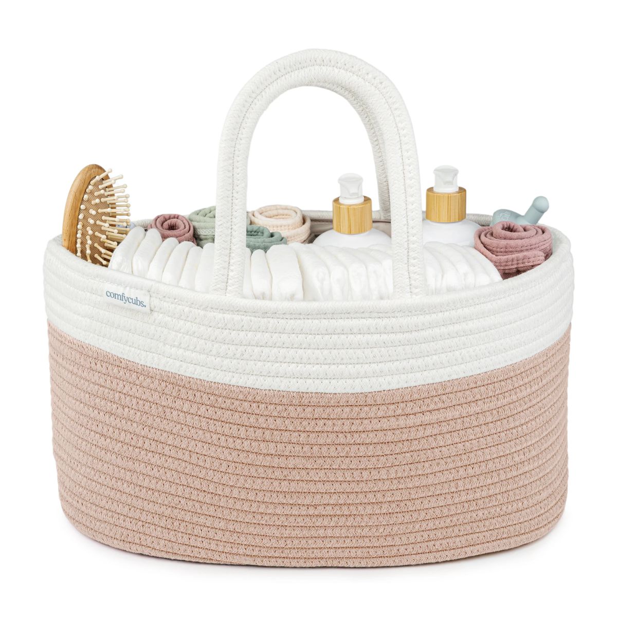 Comfy Cubs Rope Diaper Caddy - Blush - Practical and Easy to Carry