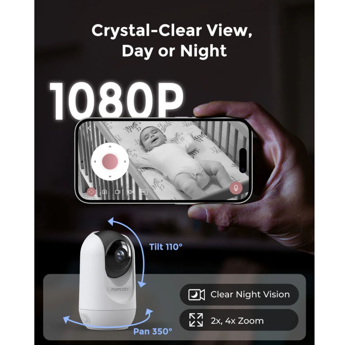Momcozy 5-Inch Dual-mode Smart Baby Monitor with 1 Camera - BM04 - Clear and Detailed 1080p Video