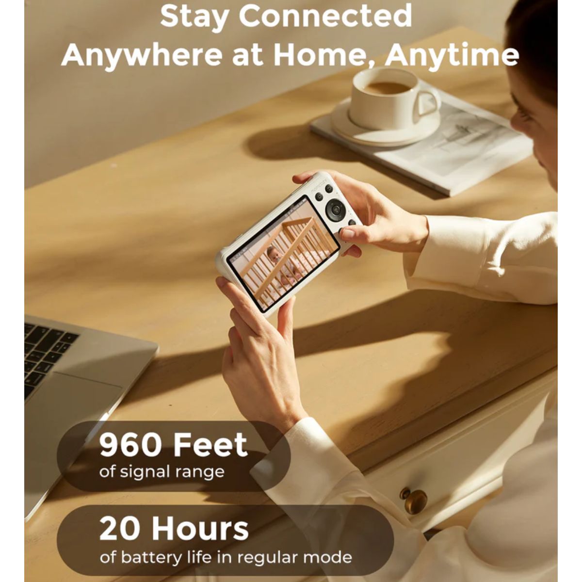 Momcozy 5-Inch Dual-mode Smart Baby Monitor with 1 Camera - BM04 - Flexible Monitoring at Home or On the Go