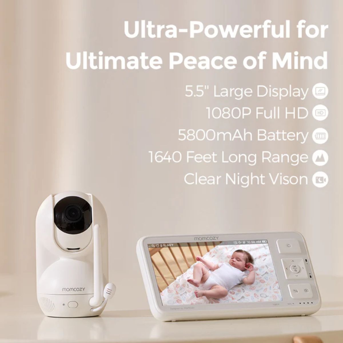 Momcozy 5.5-inch Full HD Video Baby Monitor With 1 Camera - BM03 - Smart Monitoring Features