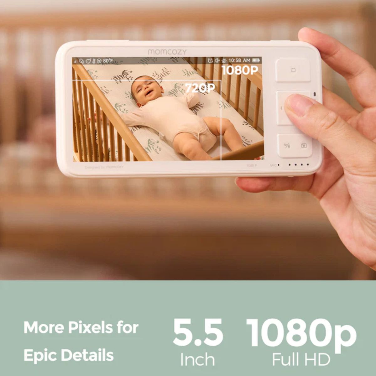 Momcozy 5.5-inch Full HD Video Baby Monitor With 1 Camera - BM03 - Large Screen with Clear HD View